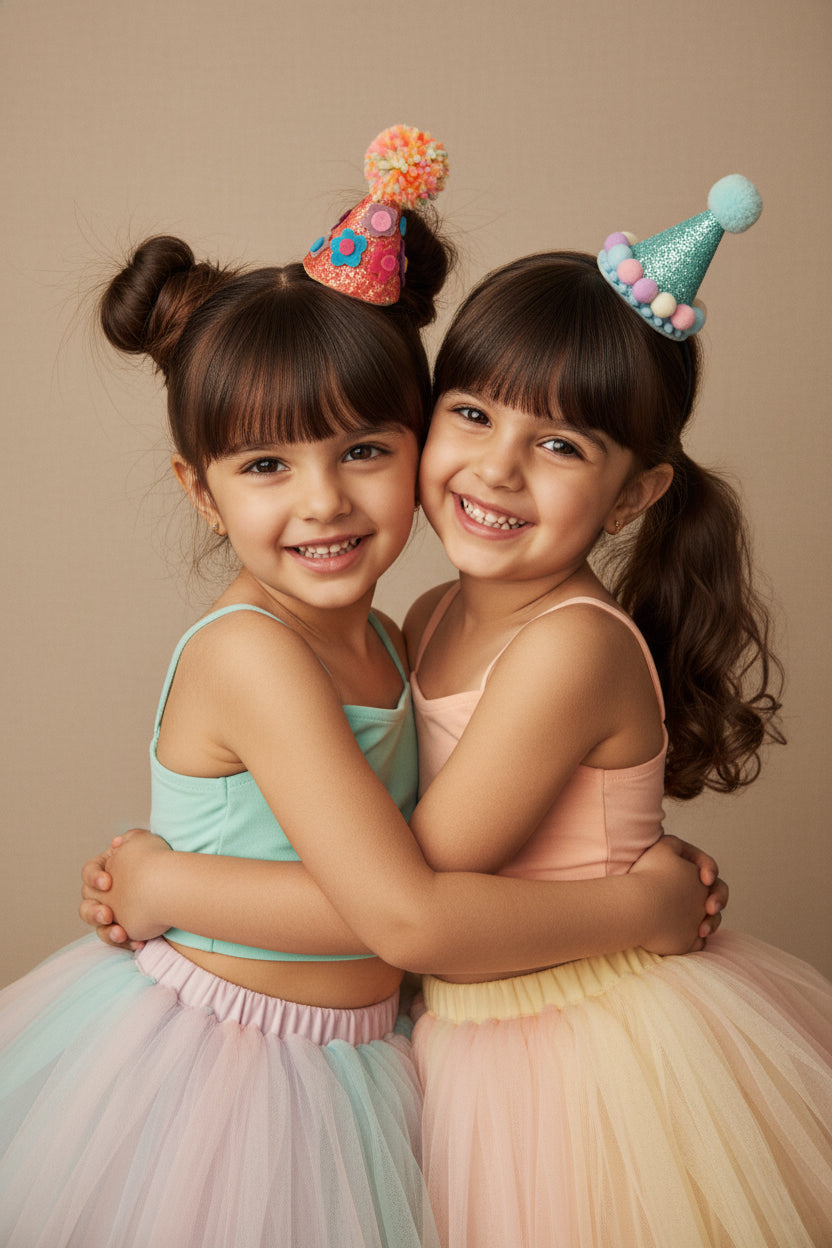 Choko Pom Birthday Party Hat Headband for Baby Girls — Pink - Choko