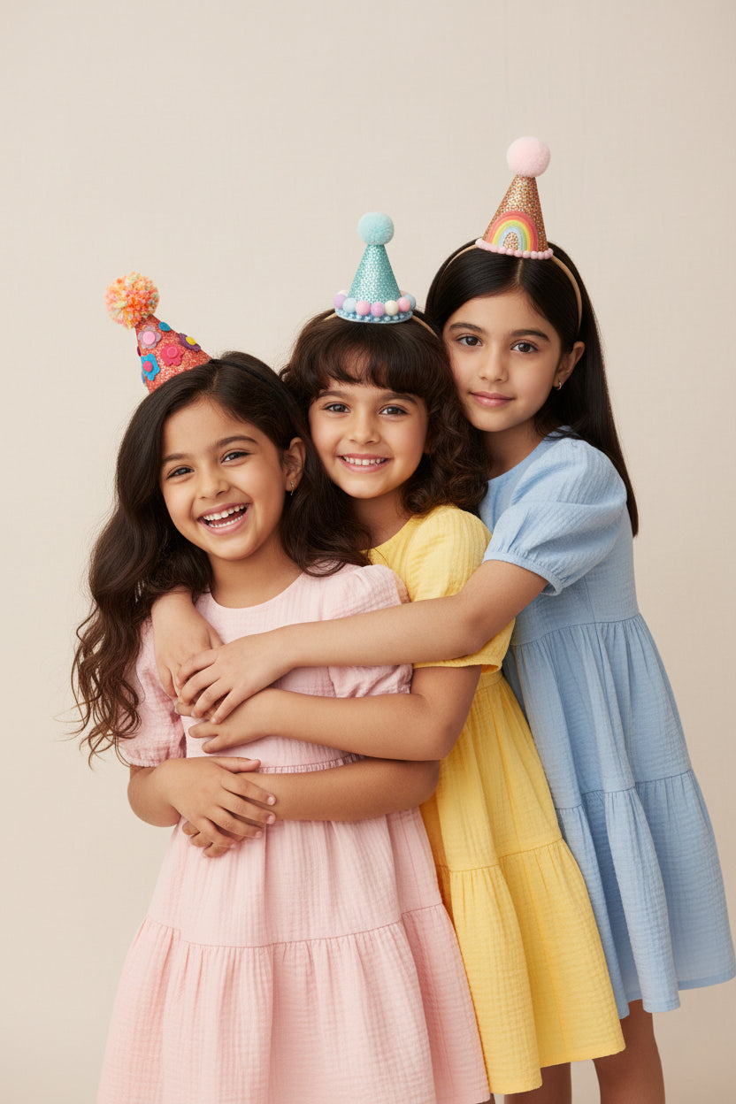 Choko Sparkle Birthday Party Hat Headband for Baby Girls — Blue - Choko