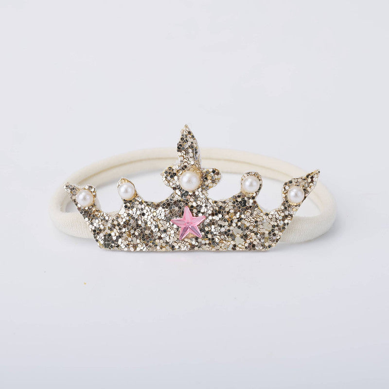 Choko Glitter Crown Birthday Headband - Silver