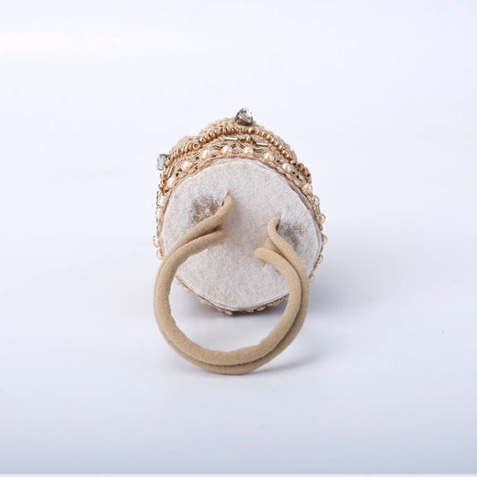 Choko Majestic Pearl Beaded Birthday Crown Headband - Beige, for Baby Girls and Boys