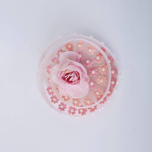 Choko Floral Embroidered Pearl Hairclip for Girls - Pink