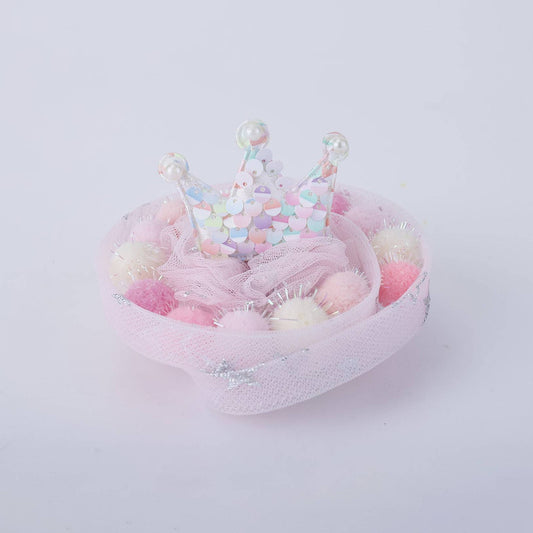 Pastel Crown Pom-Pom Birthday Hair Clip for Baby Girls -  CCK90