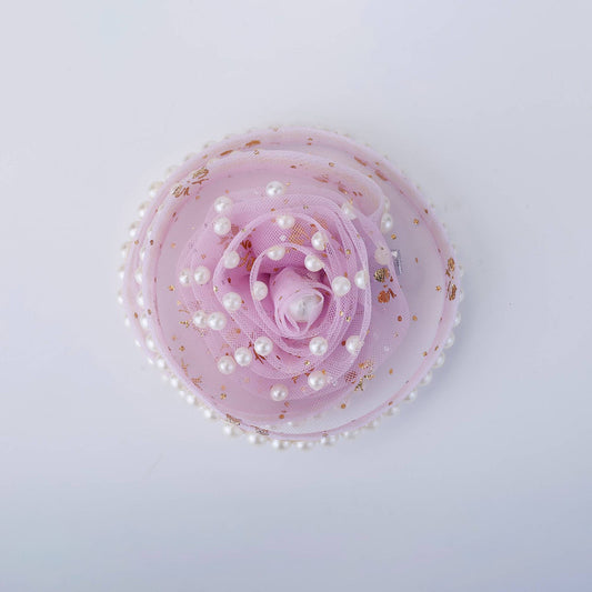Champagne Pearl Blossom Birthday Hair Clip for Baby Girls - Purple