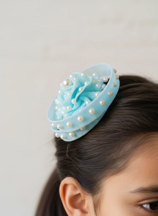Choko Soft Blue Pearl Petal Hairclip for Baby Girls - Choko