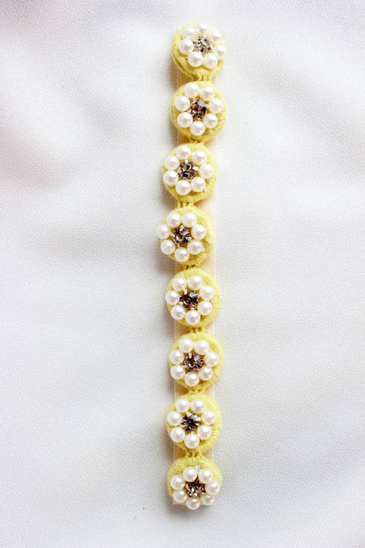 Pearl Flower Detailing Headband - Yellow