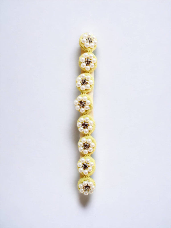 Pearl Flower Detailing Headband - Yellow