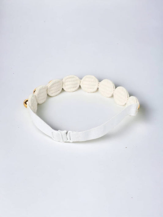 Beads Detailing Headband - White & Gold