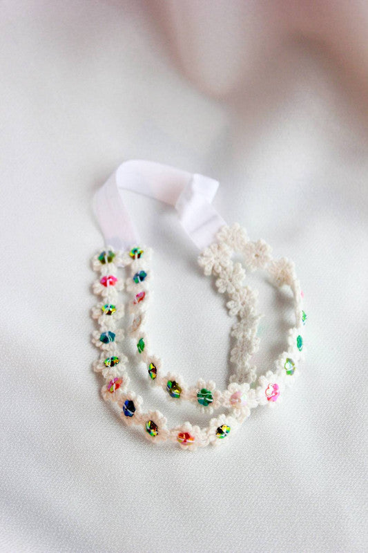 Pearl Flower Detailing Headband - White