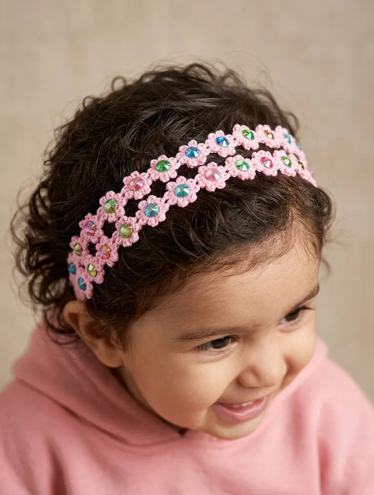 Choko Pearl Flower Detailing Headband for Baby Girls — Pink - Choko