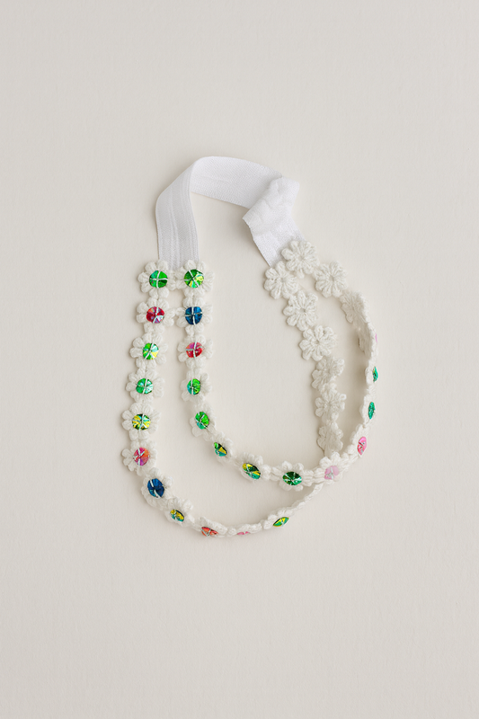 Choko Pearl Flower Detailing Headband for Baby Girls — White - Choko