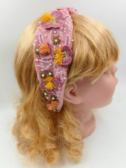 EmbroideRed Rose Sequinned Headband