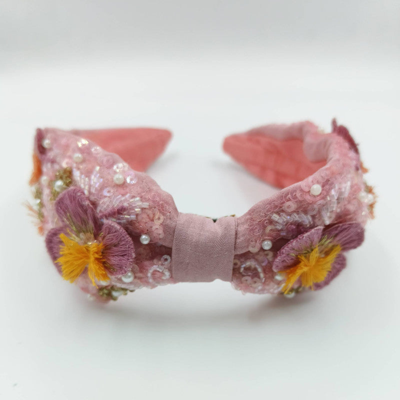 EmbroideRed Rose Sequinned Headband