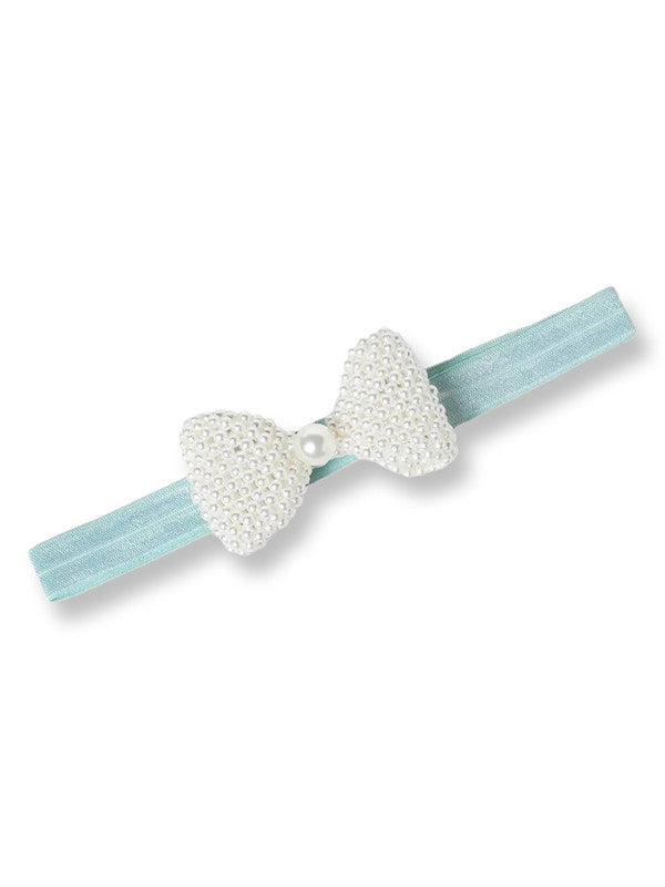 Choko Pearl Bow Detailing Headband for Baby Girls — Light Blue - Choko