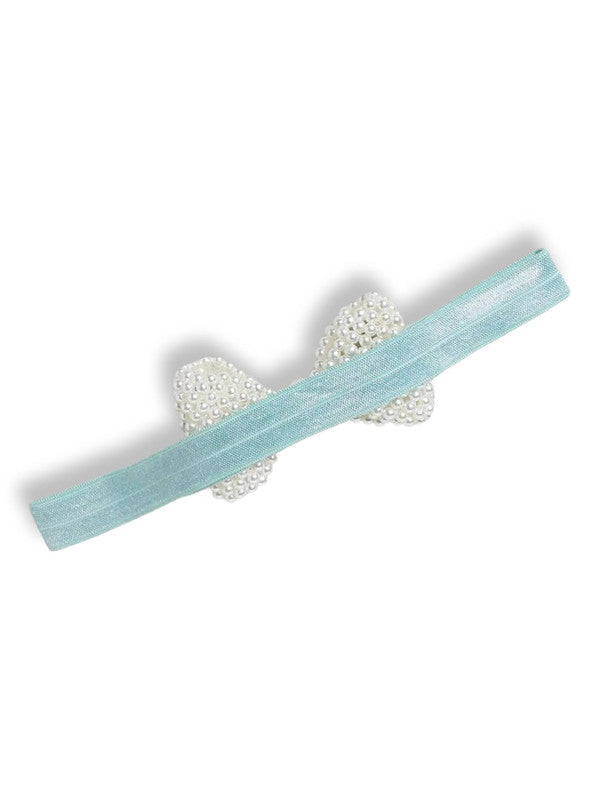 Pearl Bow Detailing Headband - Light Blue