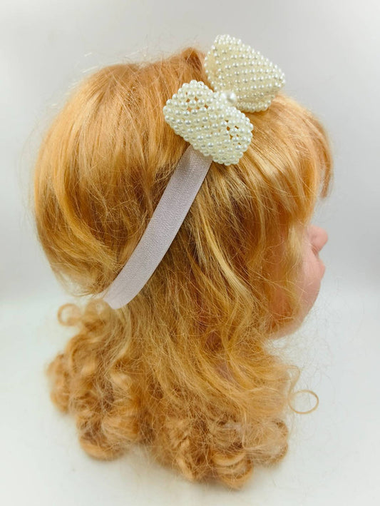 Pearl Bow Detailing Headband - Pink