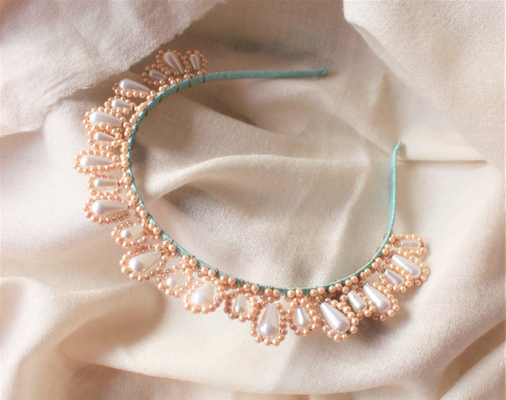 Ivory Iris Jeweled Headband for Girls - Pearl & Crystal Fusion