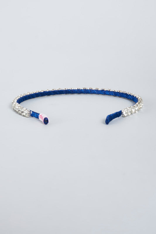 Choko Girls' Single Line Rhinestone Headband - Royal Blue Radiance