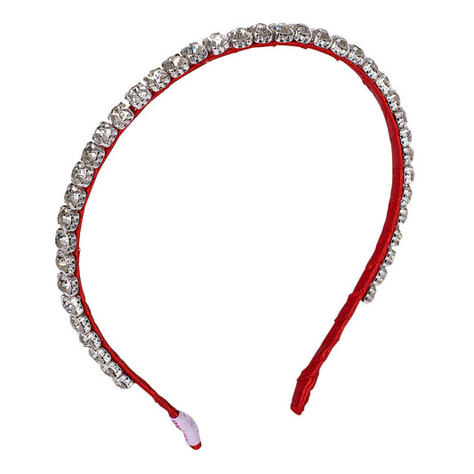 Choko Girls' Single Line Rhinestone Headband - Red