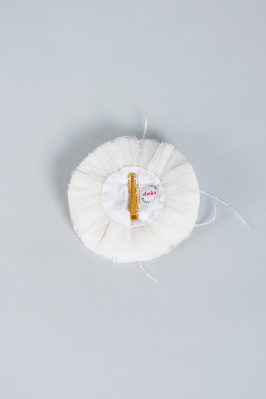 Net Lace Flower Hair Clip for Girls & Kids - White Choko