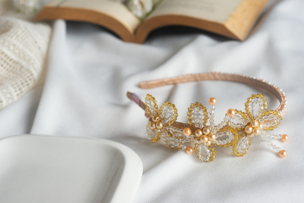 Butterflies in the Hair-Band for Girls - Golden Wing Accents