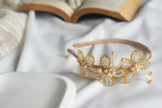 Butterflies in the Hair-Band for Girls - Golden Wing Accents