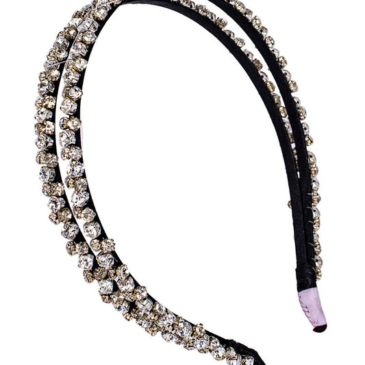 Elegant Stone Work Double Hairband for Girls & Kids - Cream Subtle Glow Choko