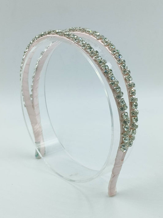 Elegant Stone Work Double Hairband - Pink