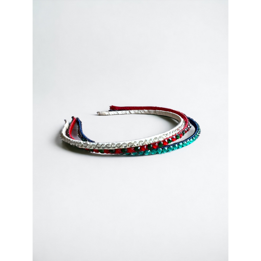 Trio Pack Girls' Hairbands - Nautical Blue, Classic Red, & Crystal White