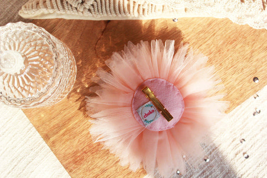 Glamorous Dahlia Mesh Tulle Hair Clip for Girls & Kids - Pink Statement Choko