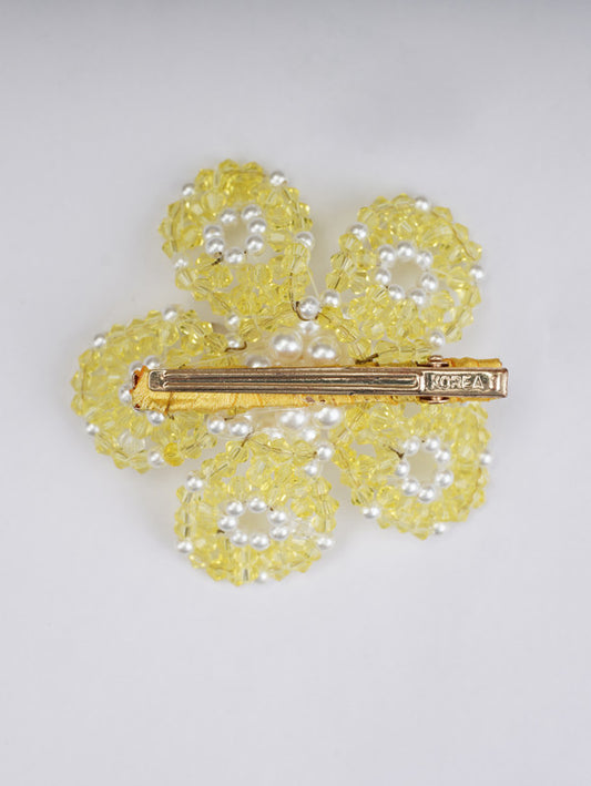 Sunshine Yellow Crystal & Pearl Hair Clip for Girls & Kids - Cheerful Handmade - Choko