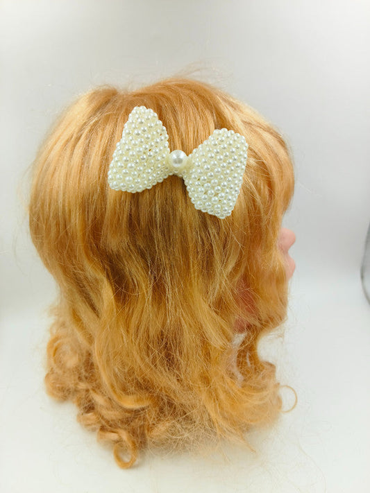 Off White Bow Detailing Hair Clip for Girls & Kids - Handmade Simplicity Choko