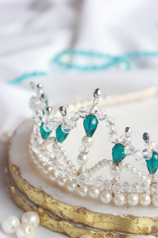 Sapphire Kohinoor Pearls Crown for Girls & Kids - Royal Blue Majesty Choko