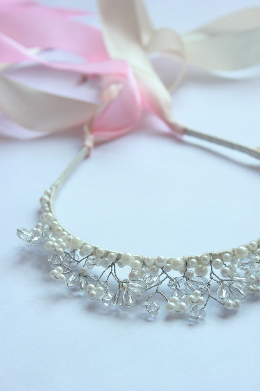 Diamonds of Efflorescence Satin Hairband for Girls & Kids - Blossoming Sparkle Choko