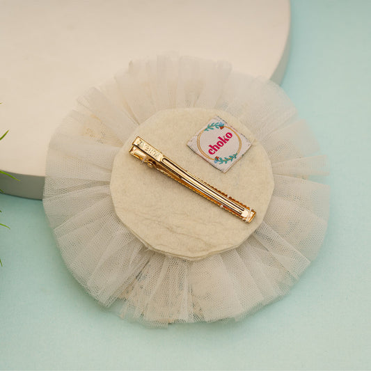 Exquisite Blossom Satin, Tulle & Lace Hair Clip for Girls & Kids - Purple Elegance - Choko