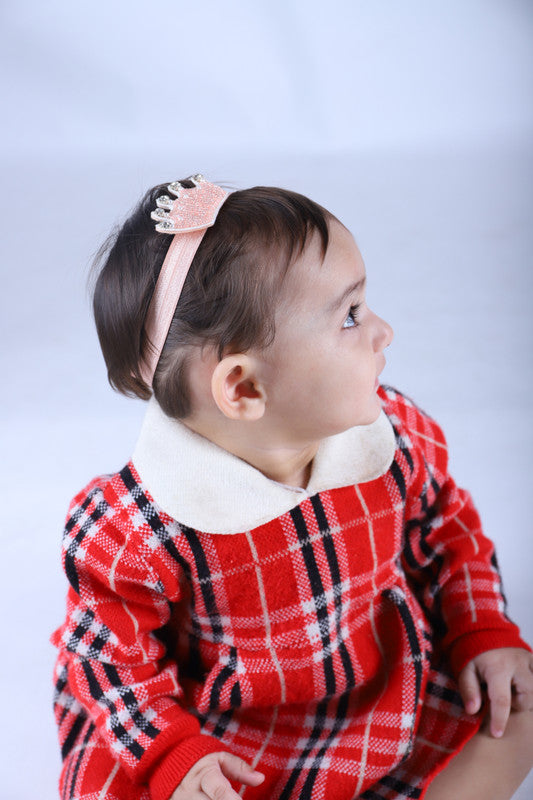 Duchess of Vermillion Crown Crystal Hair Band for Babies - Orange Elegance Choko
