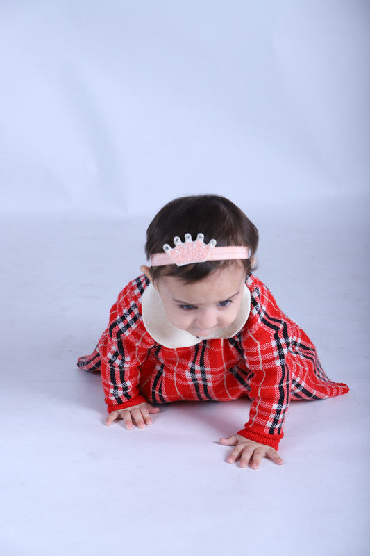 Duchess of Vermillion Crown Crystal Hair Band for Babies - Orange Elegance Choko