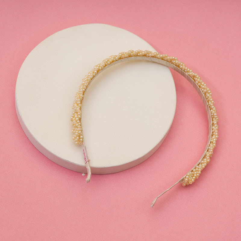 Noble's Ivory Nacre Hair Band for Girls & Kids - Minimalist Pearlescent Charm Choko