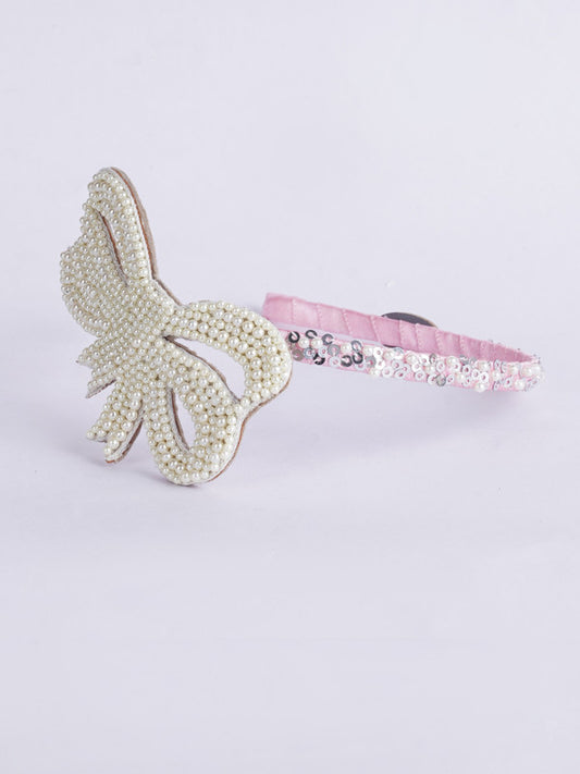 Pink and Cream Hairband with Pearl and Sequin Detailing