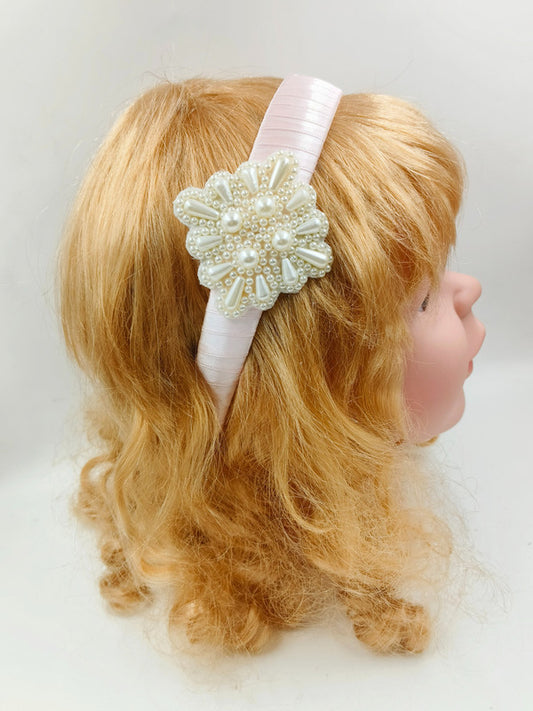 Pink Beauty Hairband - Teardrop Pearls - Celestial Ballet - Soft Pink/Cream