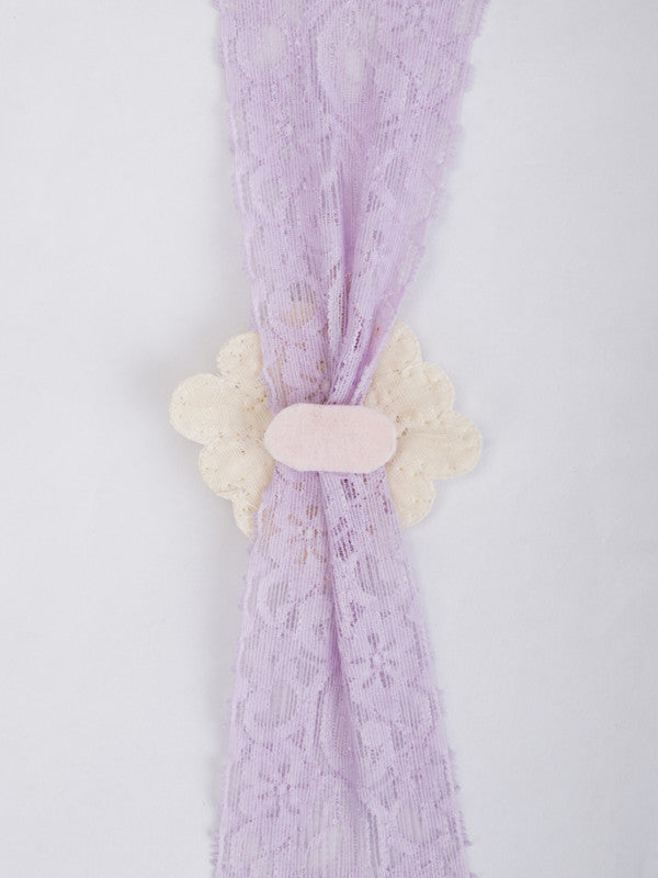 Purple Lace Net Hair Band - Teardrop Pearls - Regal Elegance - Purple
