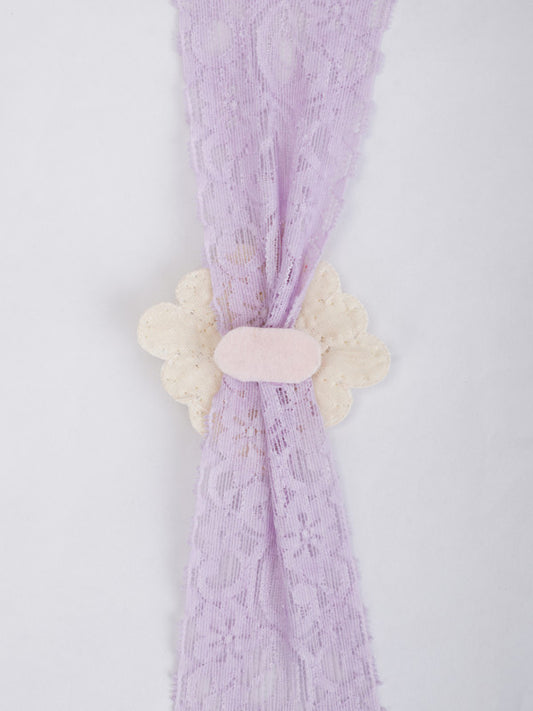 Purple Lace Net Hair Band - Teardrop Pearls - Regal Elegance - Purple