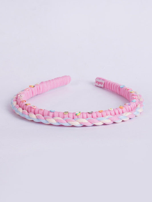 Knot Texture Hair Band for Girls & Kids - Pink Resin Playful Charm Choko