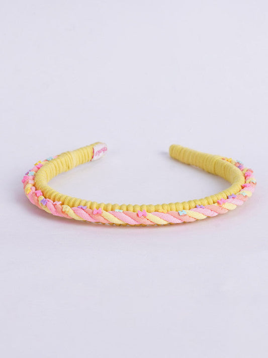 Knotted Texture Hairband for Girls & Kids - Resin Elements in Yellow Choko