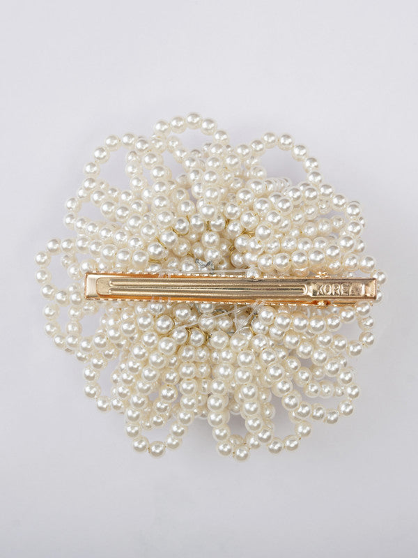 White Pearl Beaded Hair Clip for Girls & Kids - Classic Minimalism - Choko