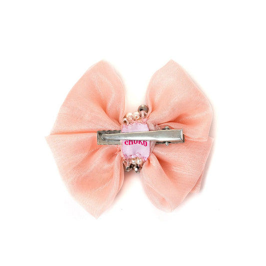 Madame Peach Statement Bow Hair Clip for Girls & Kids - Elegant & Bold Choko