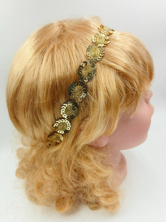 Choko - Set of 2 Sequin Flora Stretchable Hair Band for Babies - Silver and Gold