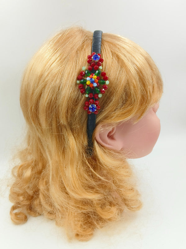 Flowers from Santa X'mas Hairband for Girls & Kids - Red & Green Blooms