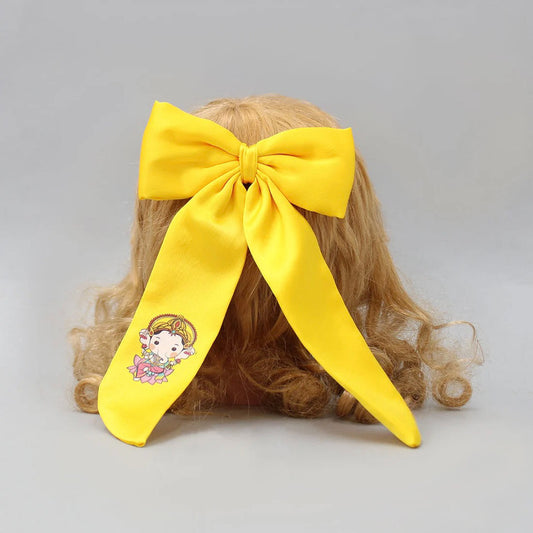Choko Cute Ganesha Printed Bowie Hair Clip for Girls & Kids - Yellow