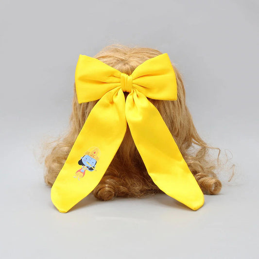 Cute Krishna Printed Bowie Hair Clip for Girls & Kids - Yellow