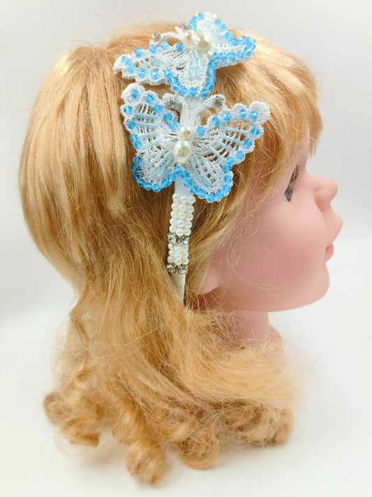 Blue Lace Butterfly Hair band for Girls - Choko Kids' Accessory
